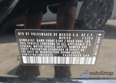 2025 Volkswagen Jetta Se z USA, uszkodzony, nr VIN 3VW7X7BU1SM036375